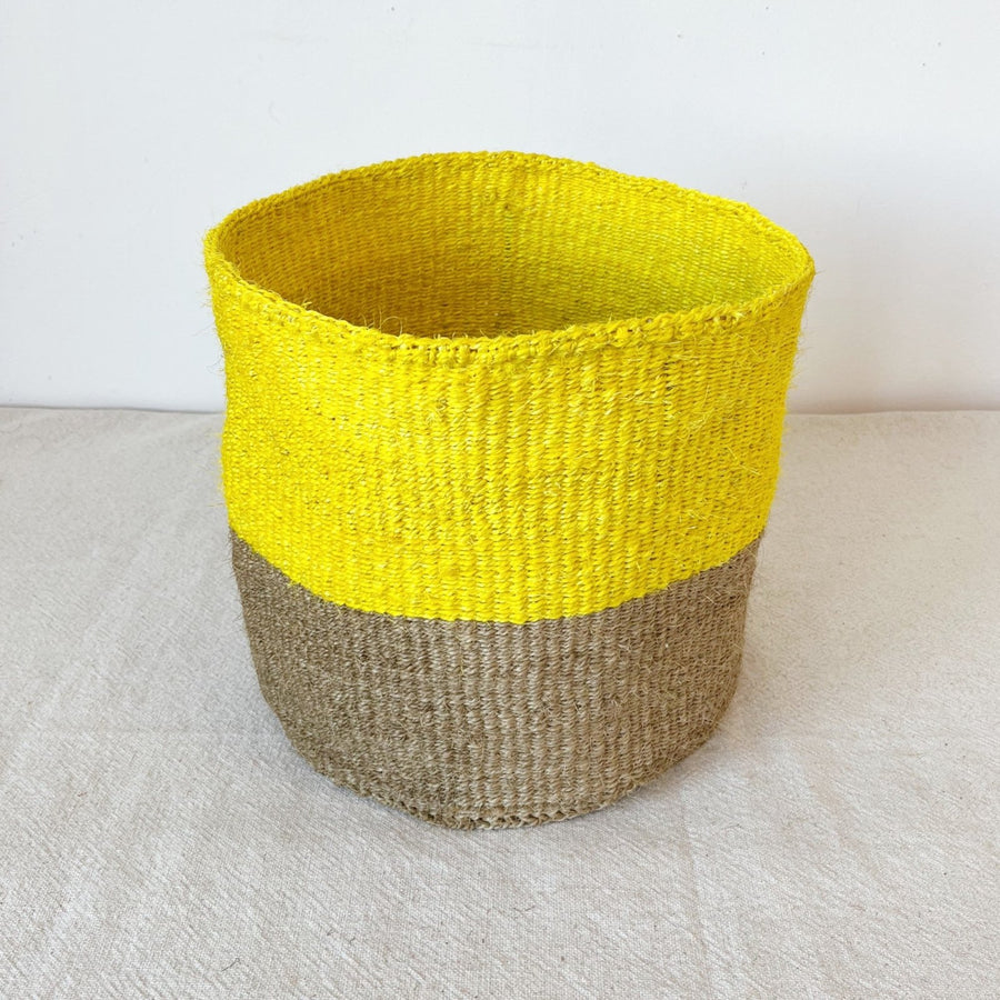 12" Storage Plant Basket: Yellow Stripe - Amsha