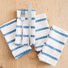 Hand-Loomed Cotton Napkins, Set of 4: Blue Stripe - Amsha