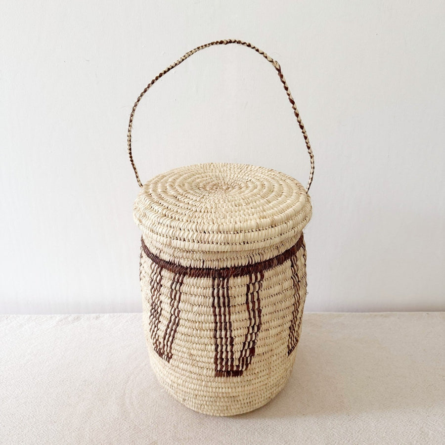 10.5" Lidded Palm Basket - Amsha