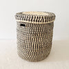 13" Lidded Palm Basket - Brown - Amsha