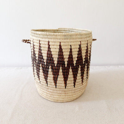 13" Turkana Palm Storage Basket: Zig - Zag - Amsha