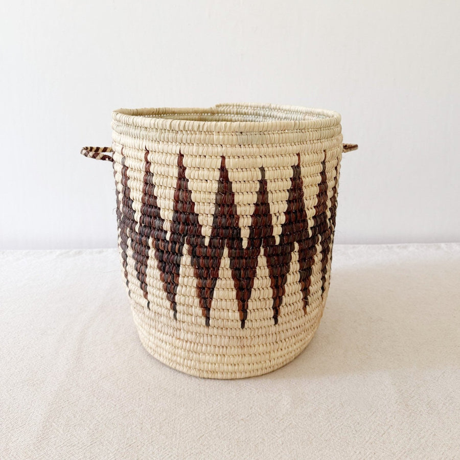 13" Turkana Palm Storage Basket: Zig-Zag