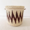 13.5" Lidded Palm Basket - Zig Zag - Amsha