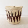 13.5" Lidded Palm Basket - Zig Zag - Amsha