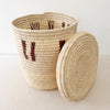 16" Lidded Palm Basket - Brown Dash - Amsha