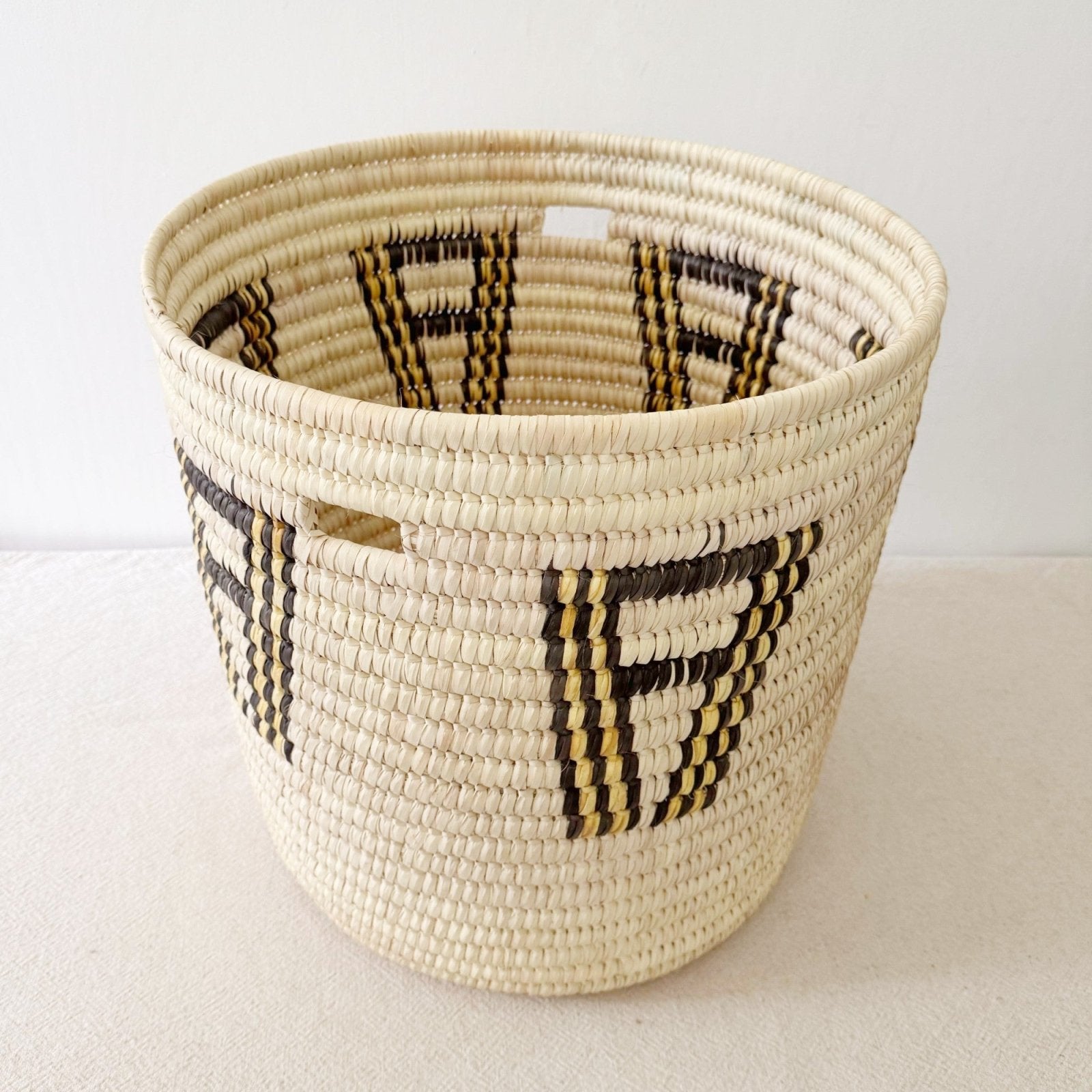 18" Lidded Palm Basket - Yellow - Amsha