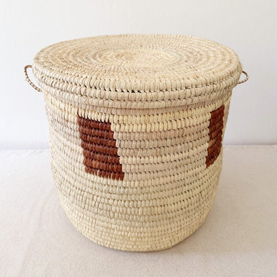 18.5" Lidded Palm Basket - Brown Rectangle - Amsha