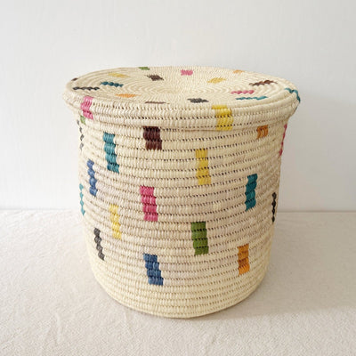 19" Lidded Palm Basket #111 - Amsha