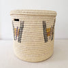 19" Lidded Palm Hamper Basket - Purple & Mustard - Amsha