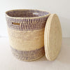 19.5" Lidded Palm Basket - Lavender - Amsha