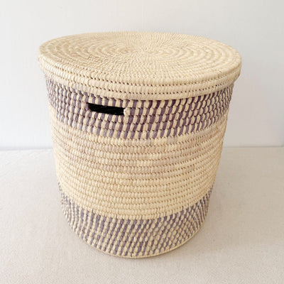19.5" Lidded Palm Basket - Lavender - Amsha