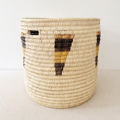 19.5" Turkana Palm Storage Basket: Mustard & Black - Amsha