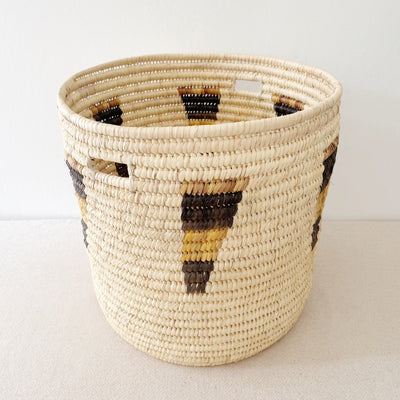 19.5" Turkana Palm Storage Basket: Mustard & Black - Amsha