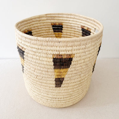 19.5" Turkana Palm Storage Basket: Mustard & Black - Amsha