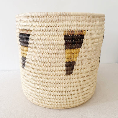 19.5" Turkana Palm Storage Basket: Mustard & Black - Amsha