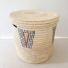 20" Lidded Palm Basket: Blue & Pink - Amsha
