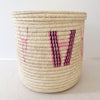 20" Lidded Palm Basket: Pink & Brown - Amsha