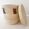 20" Lidded Palm Basket: Rectangles - Amsha