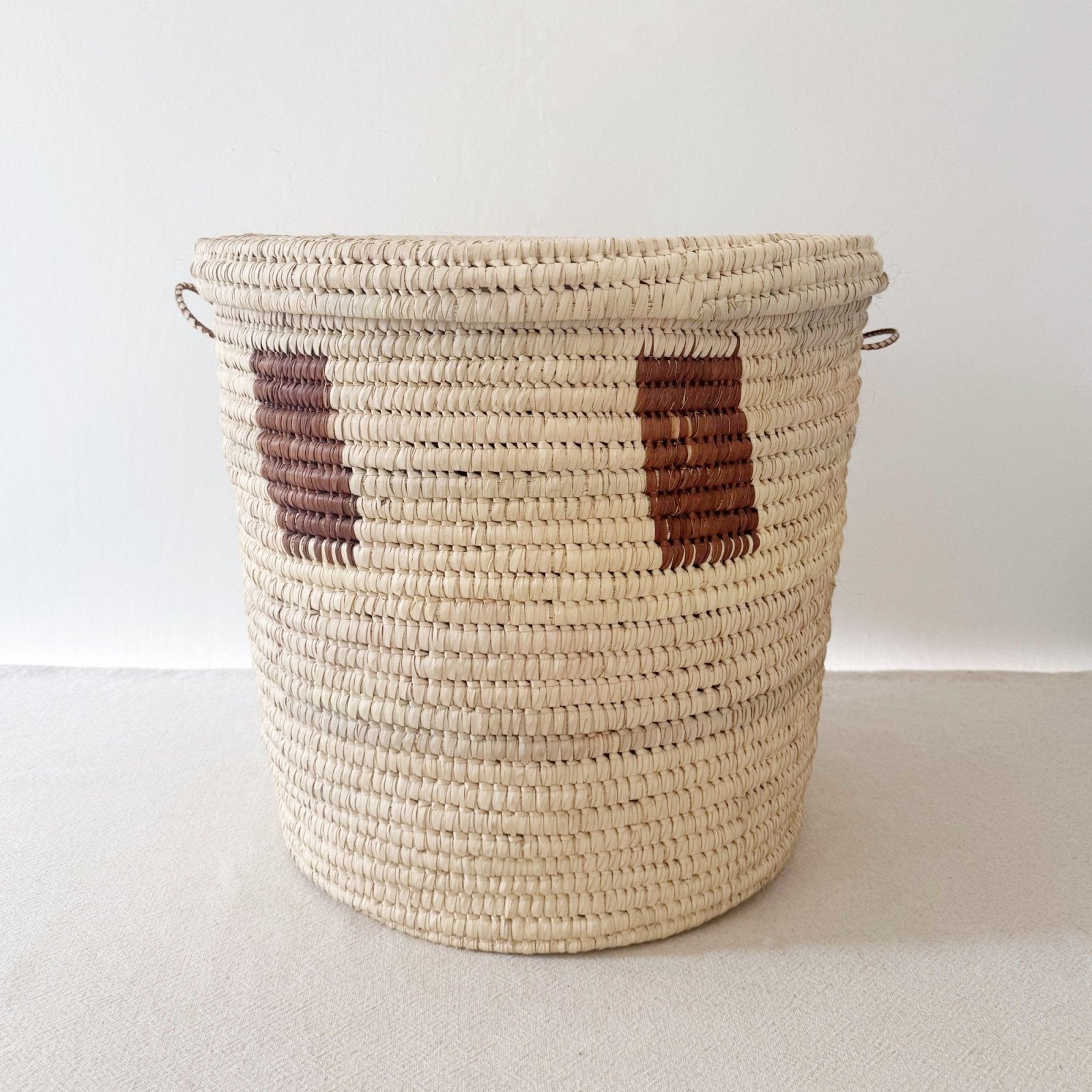 20" Lidded Palm Basket: Rectangles - Amsha