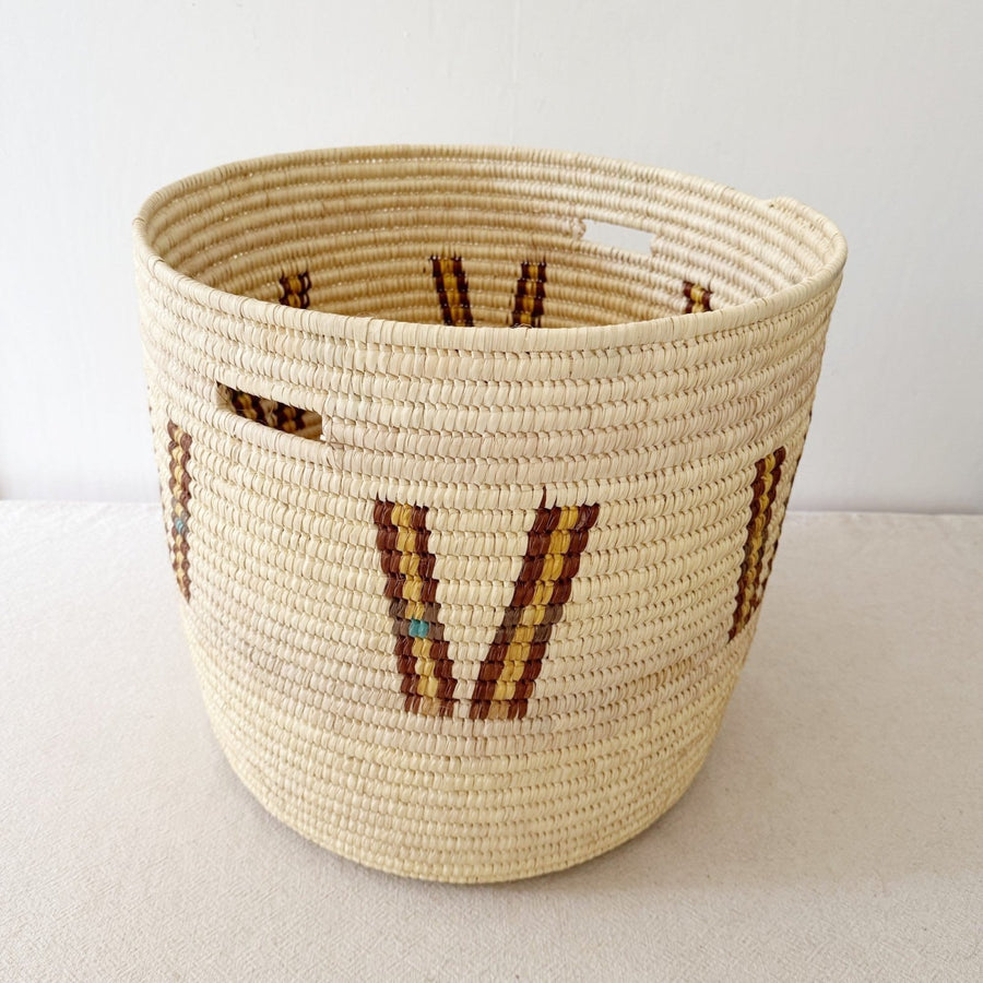 20" Turkana Palm Storage Basket: Brown & Mustard V