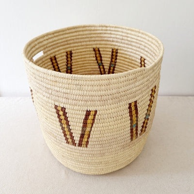 20" Turkana Palm Storage Basket: Brown & Mustard V - Amsha