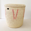 21" Lidded Palm Basket - Pink V - Amsha