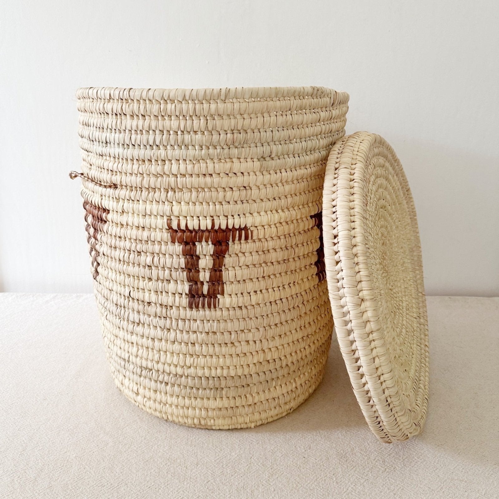 21" Turkana Palm Storage Basket: Brown Triangle - Amsha