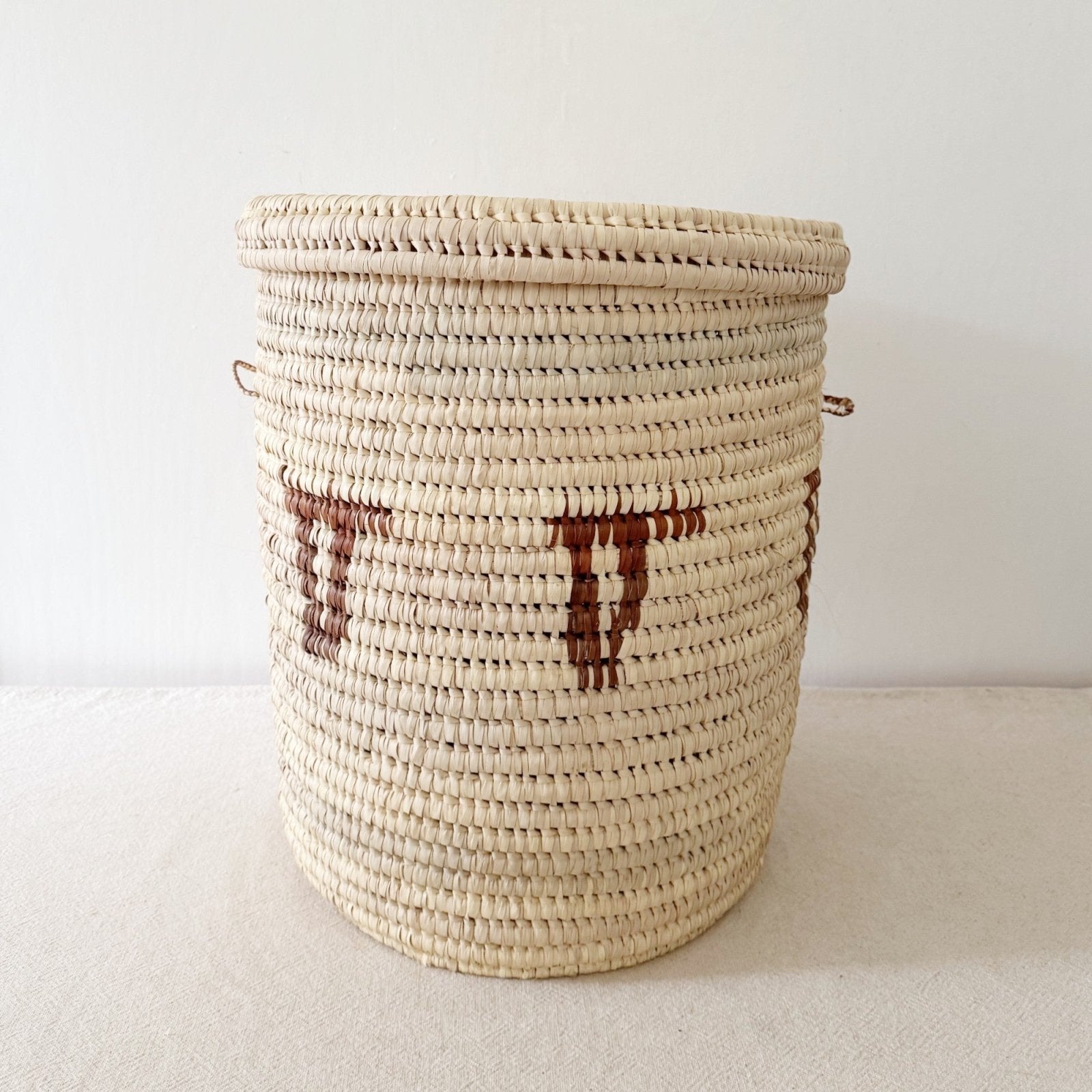 21" Turkana Palm Storage Basket: Brown Triangle - Amsha