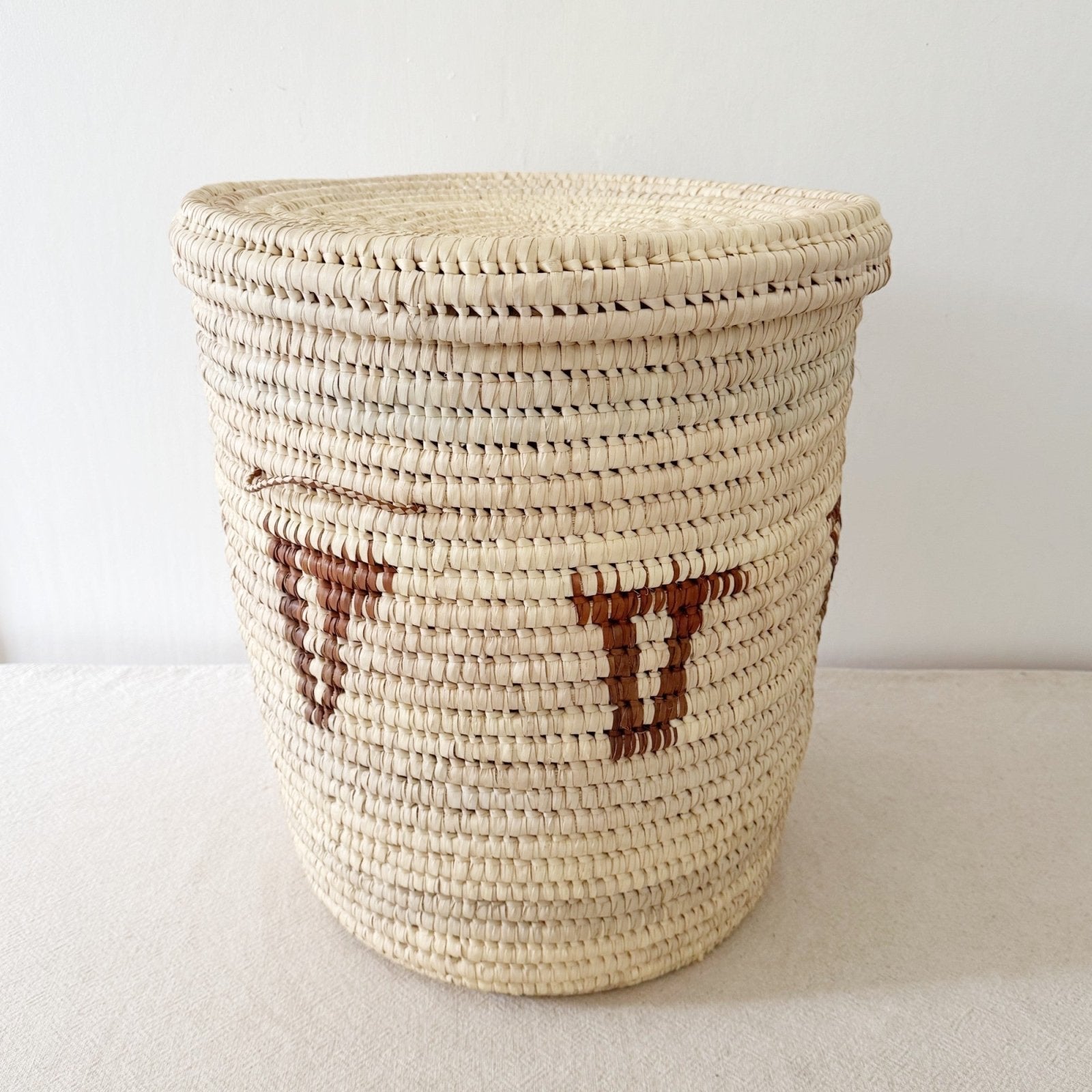 21" Turkana Palm Storage Basket: Brown Triangle - Amsha