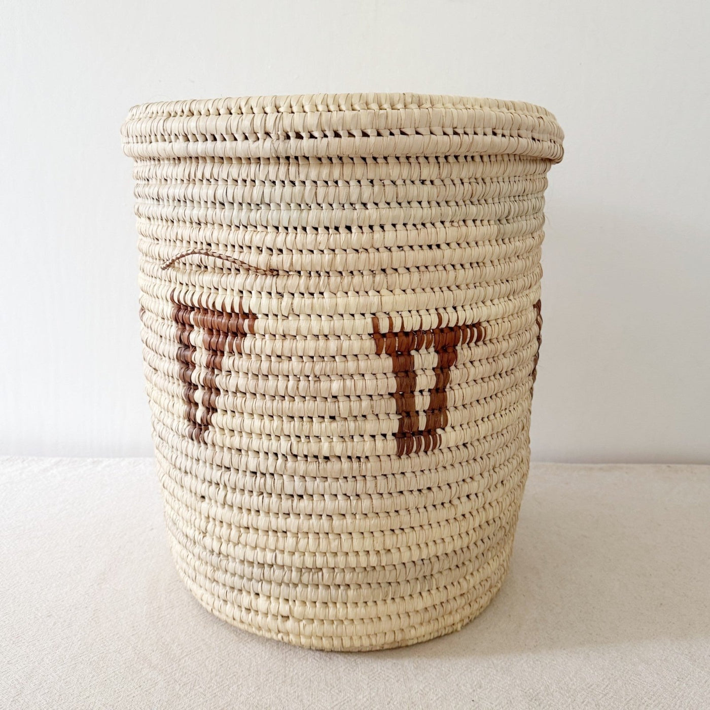 21" Turkana Palm Storage Basket: Brown Triangle