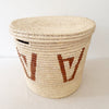21.5" Lidded Palm Basket: Brown Design - Amsha