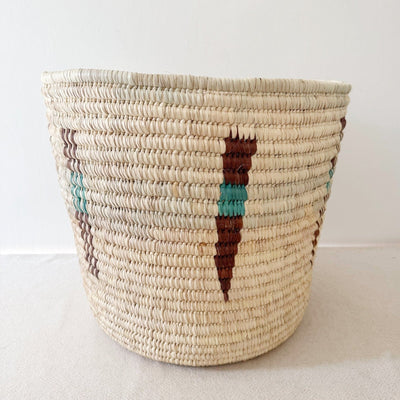 21.5" Turkana Palm Storage Basket: Turquoise & Brown - Amsha