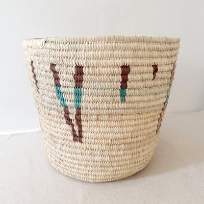 21.5" Turkana Palm Storage Basket: Turquoise & Brown - Amsha