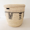 22" Lidded Palm Basket: Black Design - Amsha