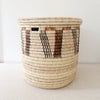 22" Lidded Palm Basket: Brown & Black V - Amsha