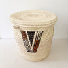 22" Lidded Palm Basket - Neutral V - Amsha