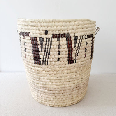 22" Turkana Palm Storage Basket: Black & Brown - Amsha