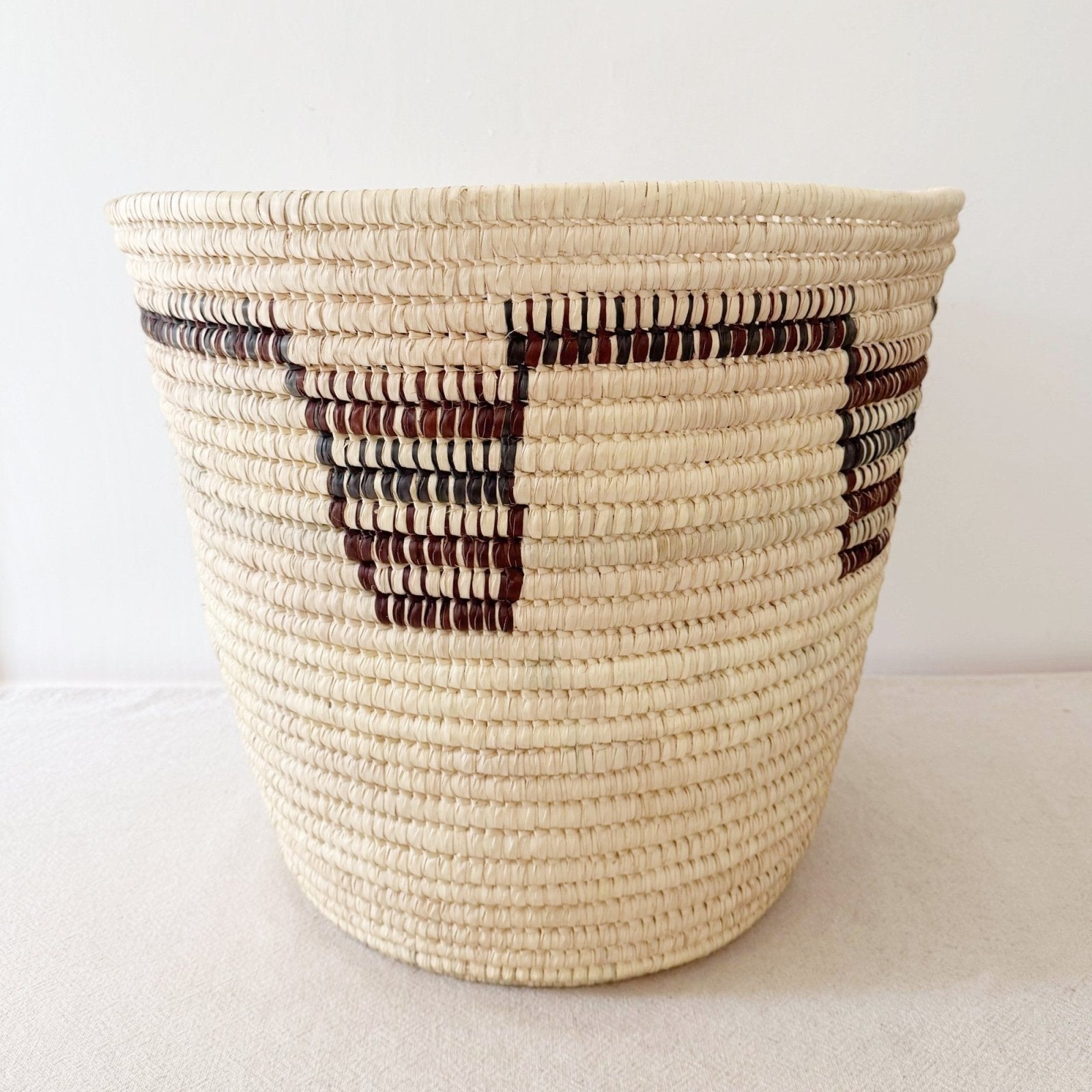 22" Turkana Palm Storage Basket: Brown & Black - Amsha