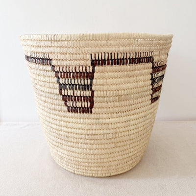 22" Turkana Palm Storage Basket: Brown & Black - Amsha