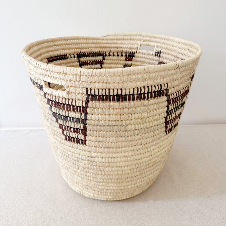 22" Turkana Palm Storage Basket: Brown & Black - Amsha