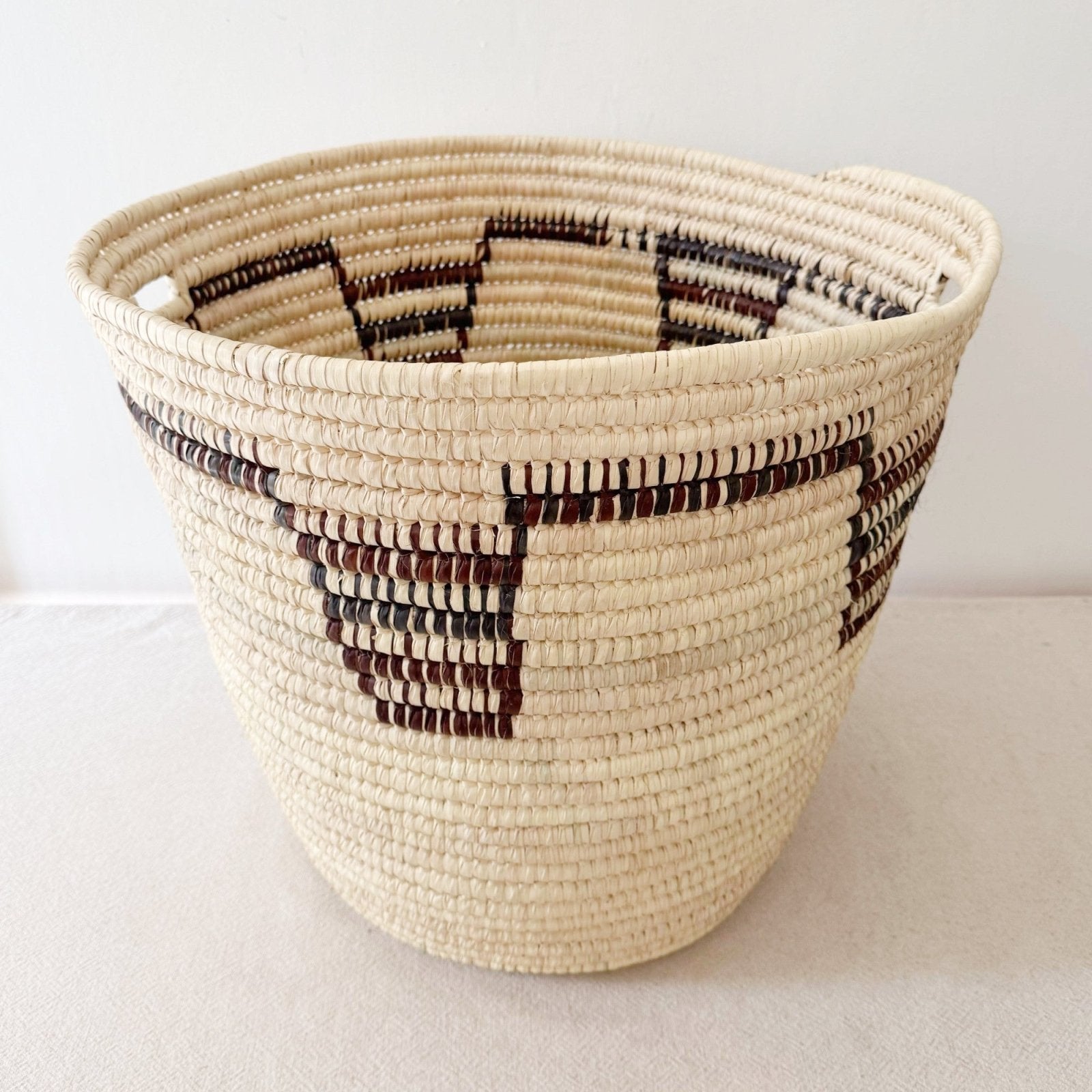 22" Turkana Palm Storage Basket: Brown & Black - Amsha