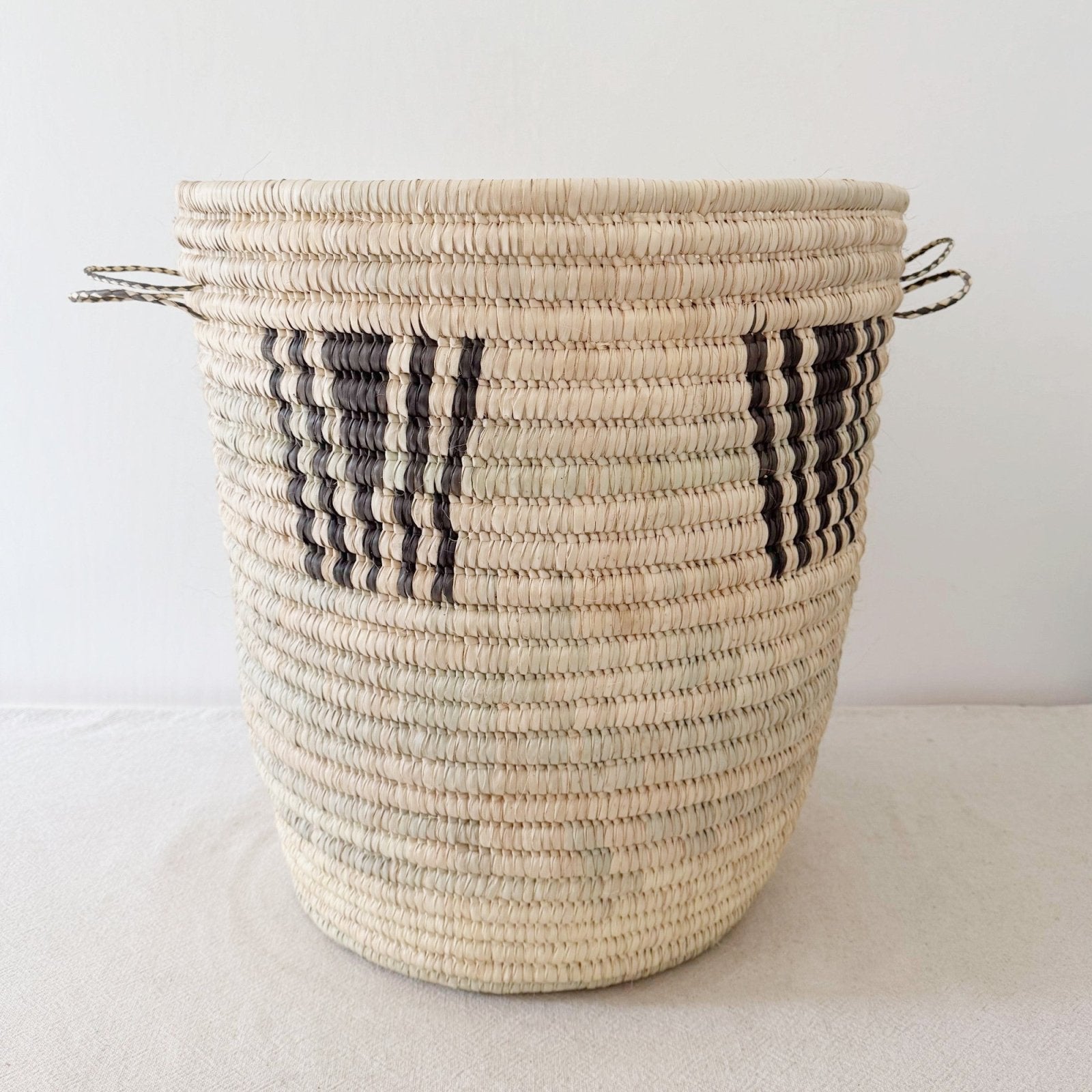 22.5" Turkana Palm Storage Basket: Black Triangle - Amsha