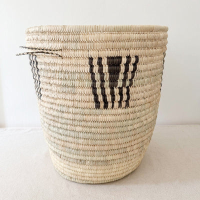 22.5" Turkana Palm Storage Basket: Black Triangle - Amsha