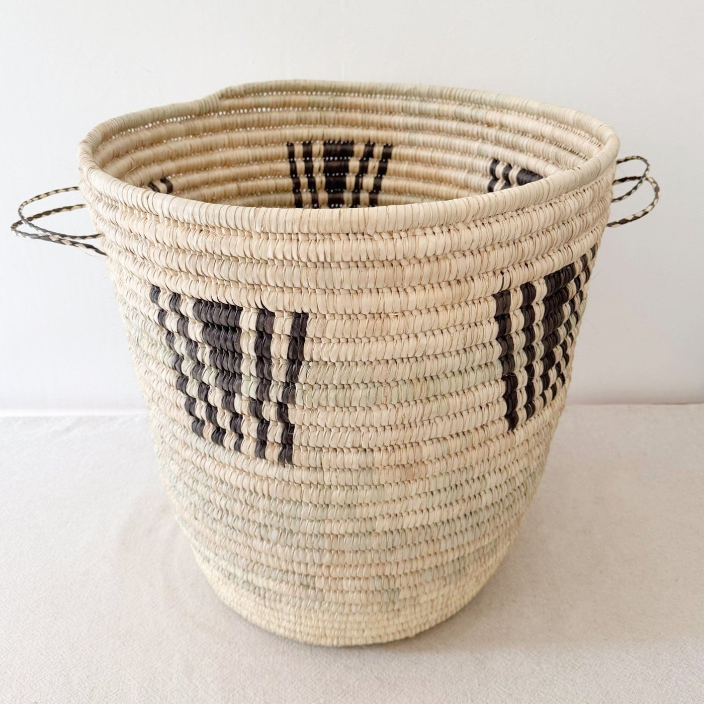 22.5" Turkana Palm Storage Basket: Black Triangle