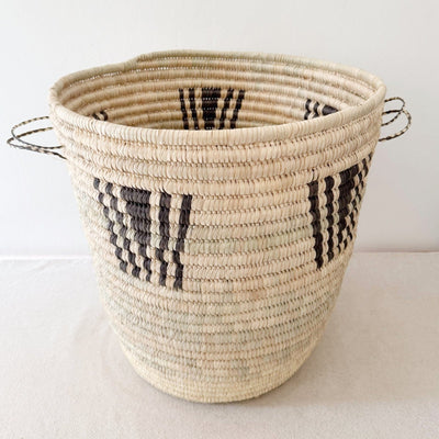 22.5" Turkana Palm Storage Basket: Black Triangle - Amsha
