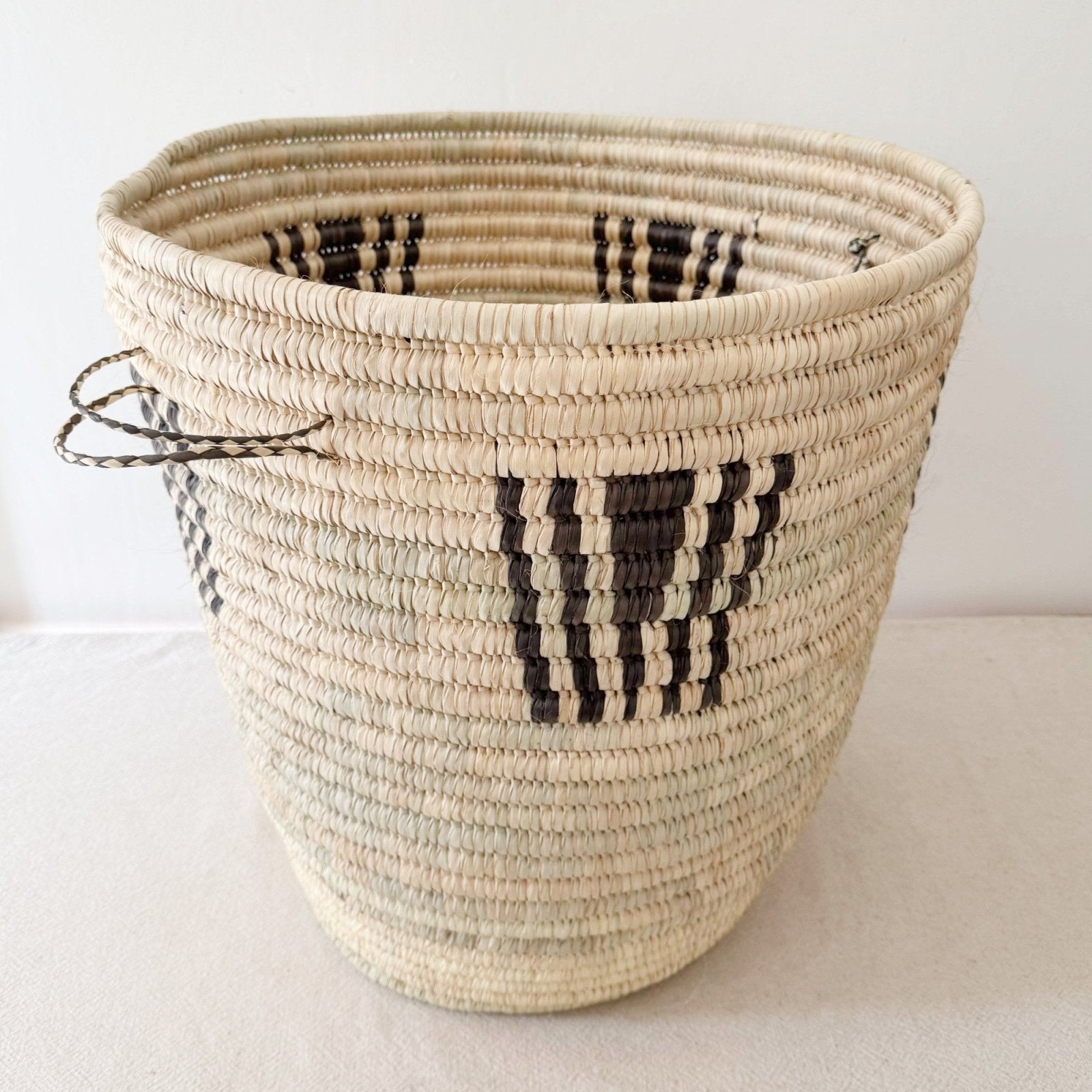 22.5" Turkana Palm Storage Basket: Black Triangle - Amsha