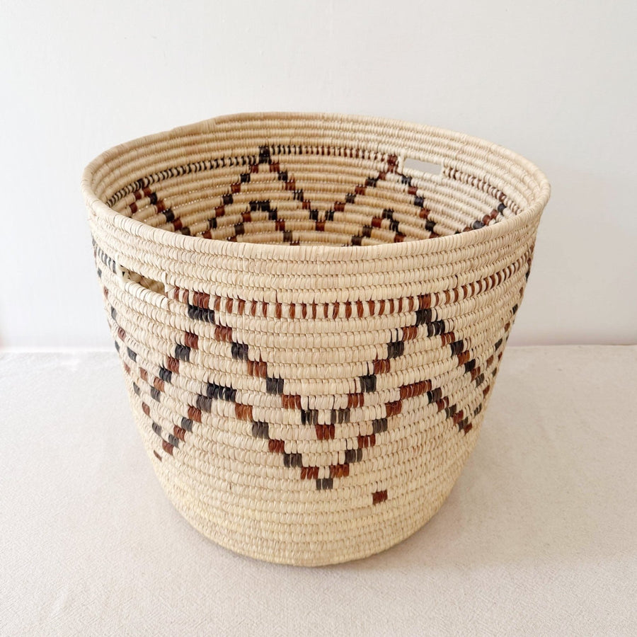 22.5" Turkana Palm Storage Basket: Brown & Black ZigZag - Amsha
