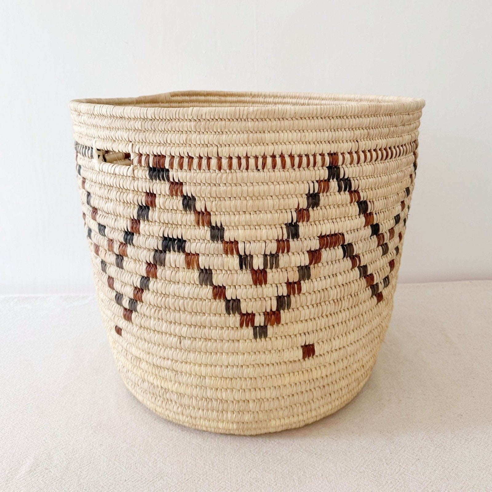22.5" Turkana Palm Storage Basket: Brown & Black ZigZag - Amsha