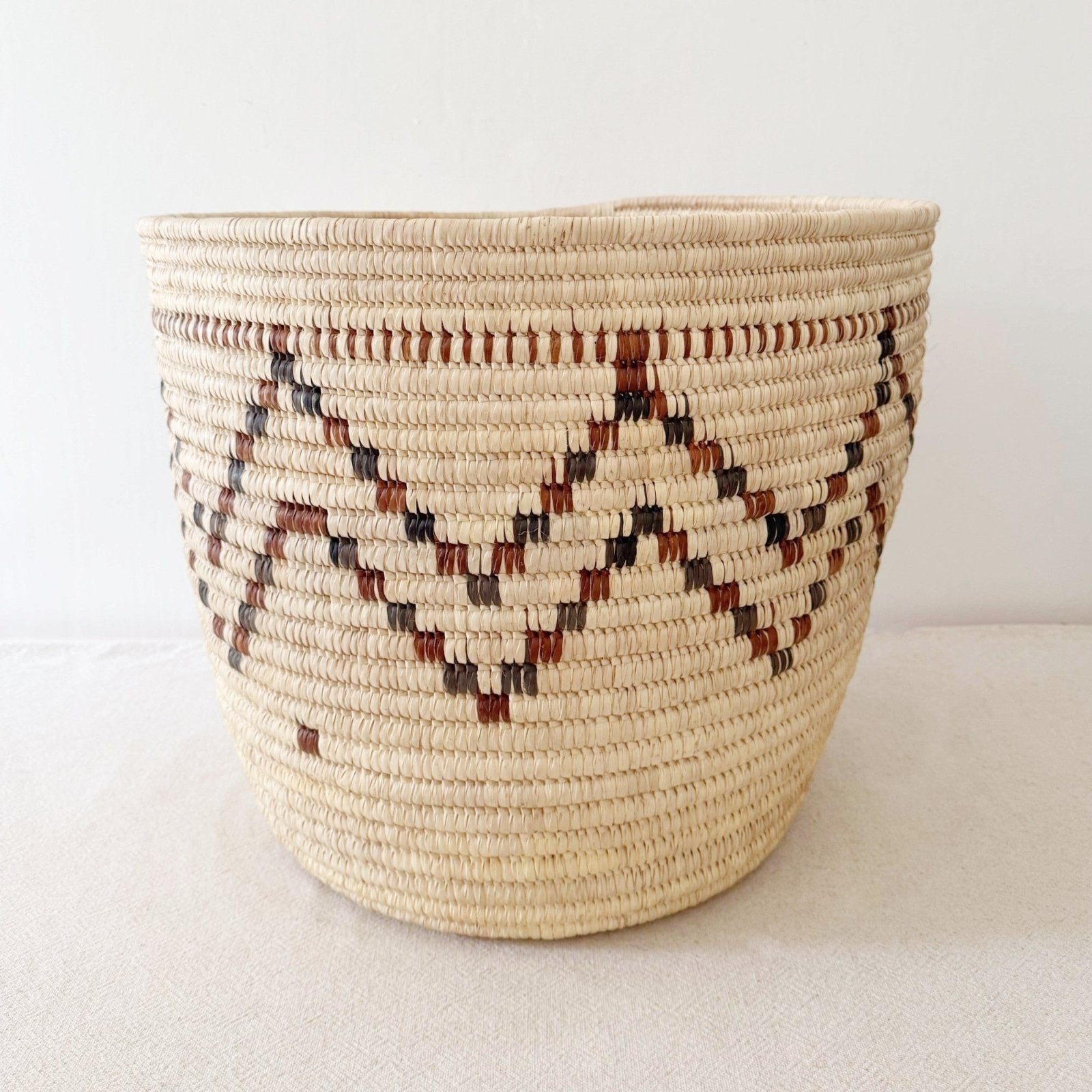 22.5" Turkana Palm Storage Basket: Brown & Black ZigZag - Amsha