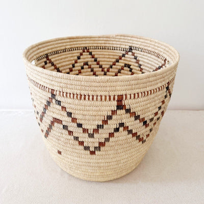 22.5" Turkana Palm Storage Basket: Brown & Black ZigZag - Amsha